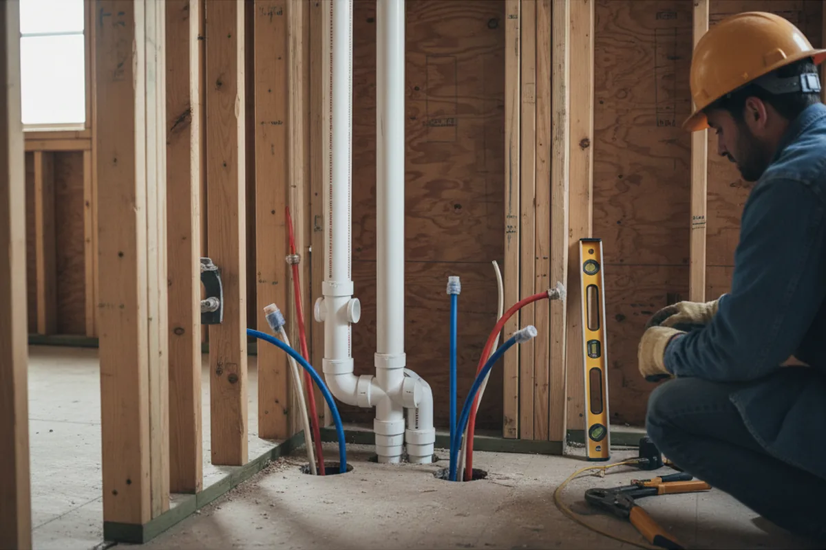 Drain and supply rough-in during Drain Cleaning in Genoa City