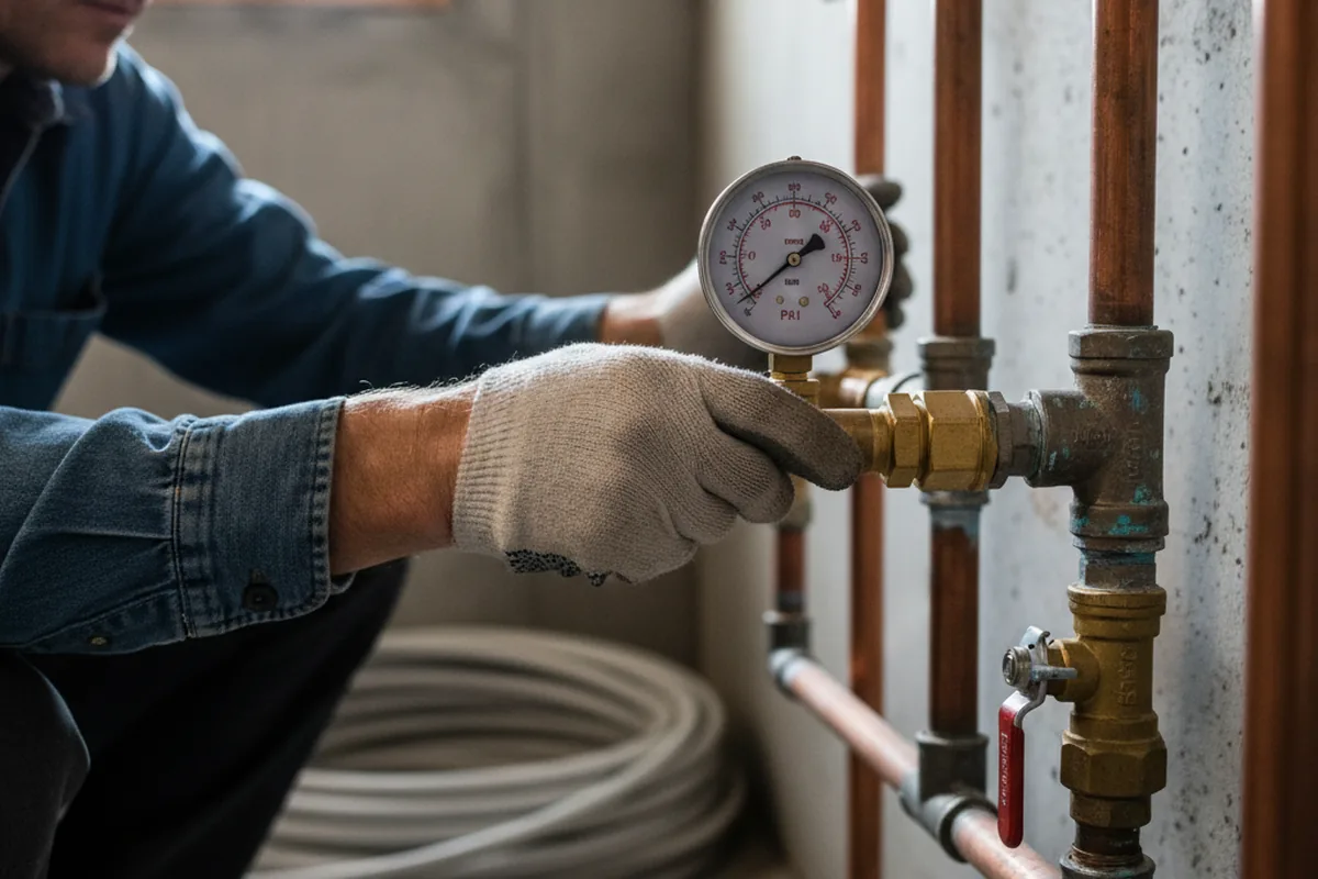 Pressure testing a repaired line during Water Line Repair in Genoa City